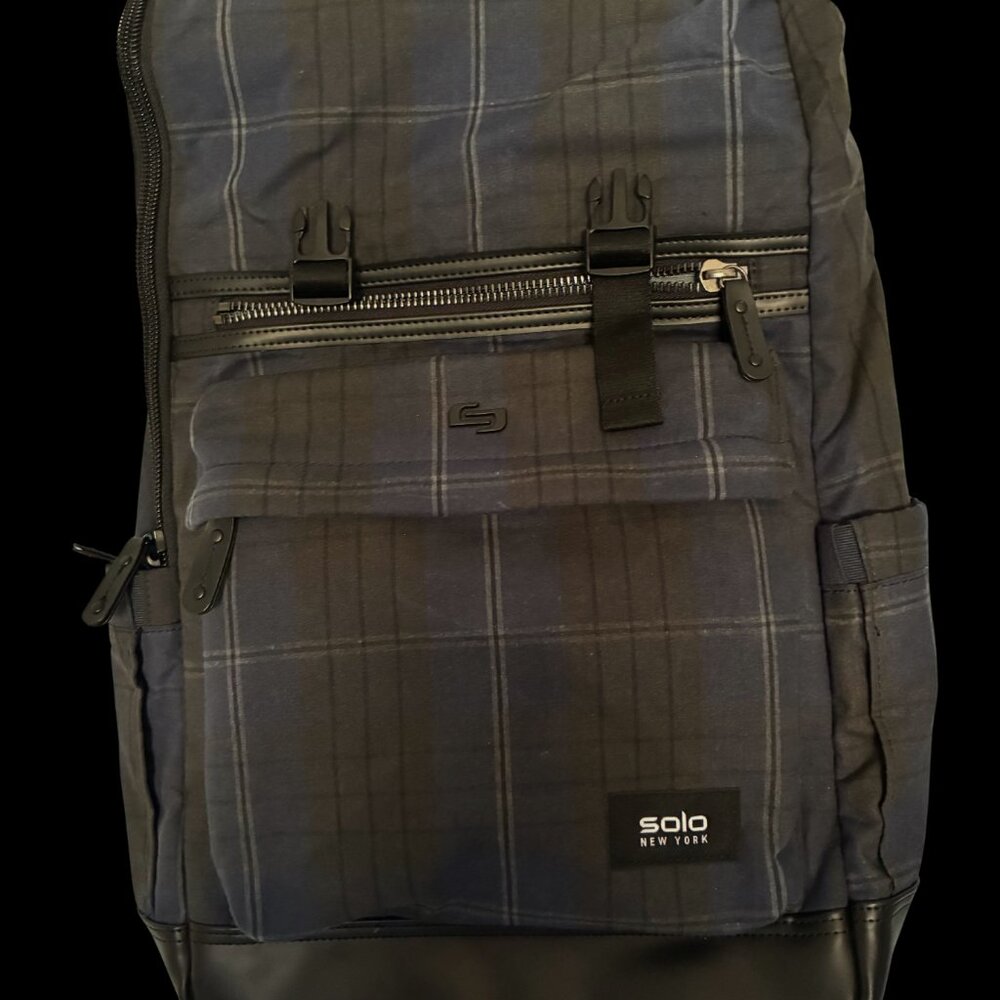 Solo New York Navy & Grey Plaid Backpack - Picture 3 of 5